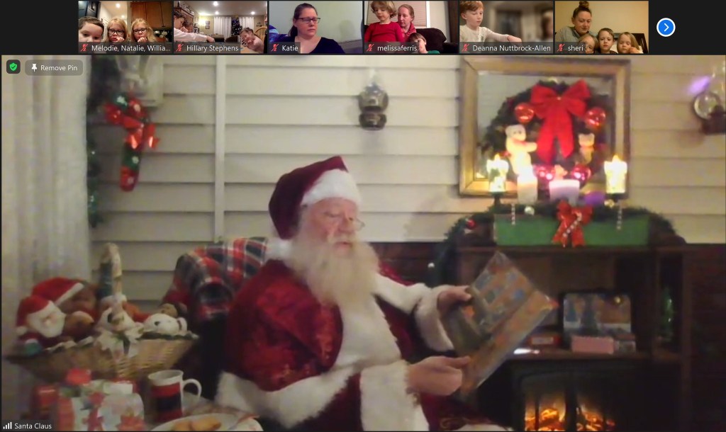 santa on zoom call