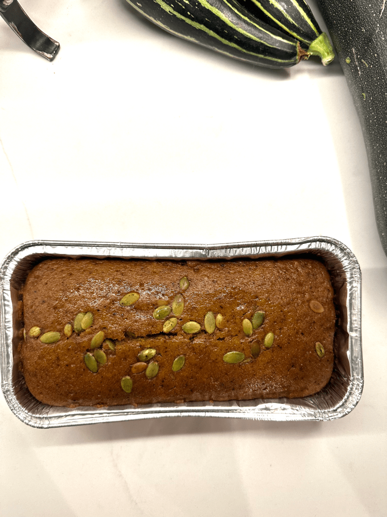 Pumpkin loaf in metal bread pan